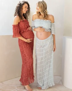 Marisol 2 piece Maternity Photoshoot Dress in Crimson Glow