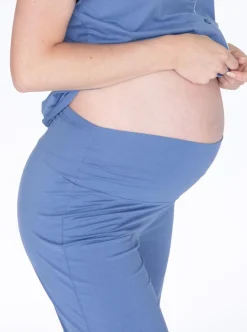 Maternity and Nursing Long Pant Pajama Set in Blue