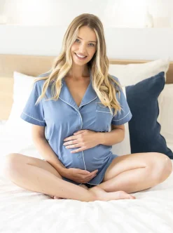 Maternity and Nursing Pyjama Set in Blue