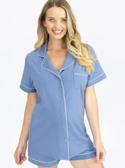 Maternity and Nursing Pyjama Set in Blue