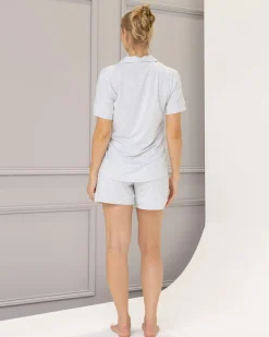 Maternity and Nursing Pyjama Set in White Marl