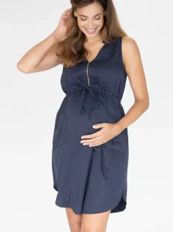 Maternity and Nursing Tencel Dress in Navy