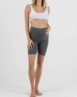 Maternity Bamboo Bike Shorts in Slate Grey
