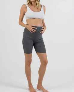 Maternity Bamboo Bike Shorts in Slate Grey