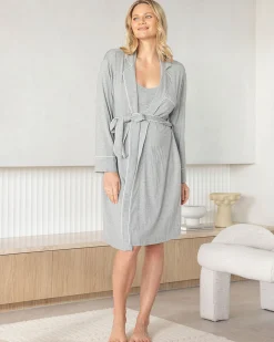 Maternity Bamboo Nightie in Marl Grey