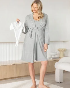 Maternity Bamboo Nightie in Marl Grey