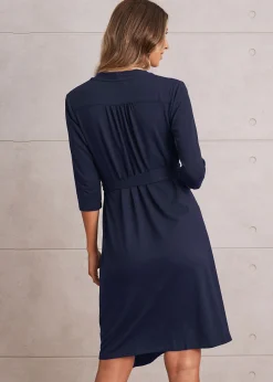 Maternity Classic Wrap Feeding Dress in Navy