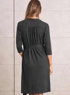 Maternity Classic Wrap Feeding Dress in Black