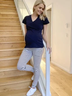 Maternity Comfort Lounge Pants in Navy Stripes