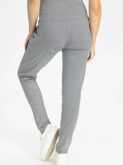 Maternity Comfy Lounge Pants in Thin Navy Stripes