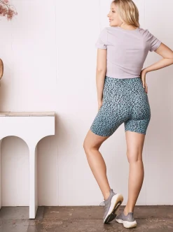 Maternity Cotton Shorts - Blue Leopard