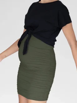 Maternity Fitted Skirt in Olive Green
