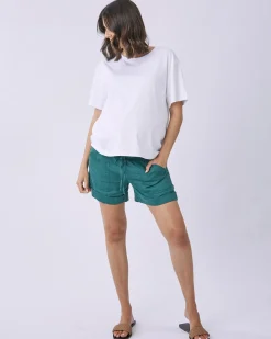 Maternity Linen Shorts In Vibrant Green