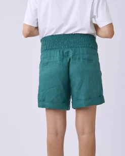 Maternity Linen Shorts In Vibrant Green