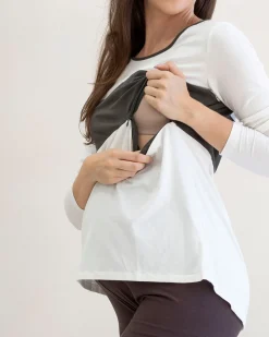 Maternity Long Sleeve Lounge Top with Zipper Detail
