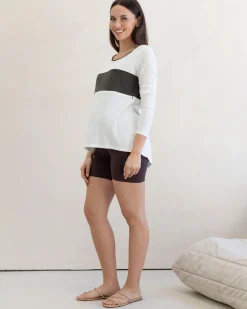 Maternity Long Sleeve Lounge Top with Zipper Detail