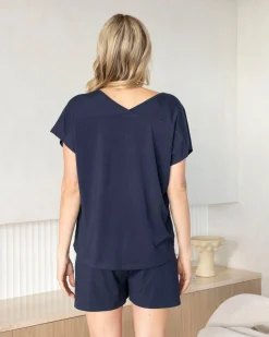 Maternity Loose Fit Swing Top in Navy