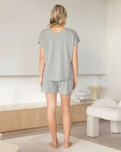Maternity Lounge Shorts in Grey Marl