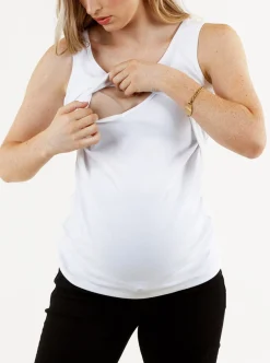 Maternity & Nursing Cotton Tank - White