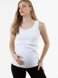 Maternity & Nursing Cotton Tank - White