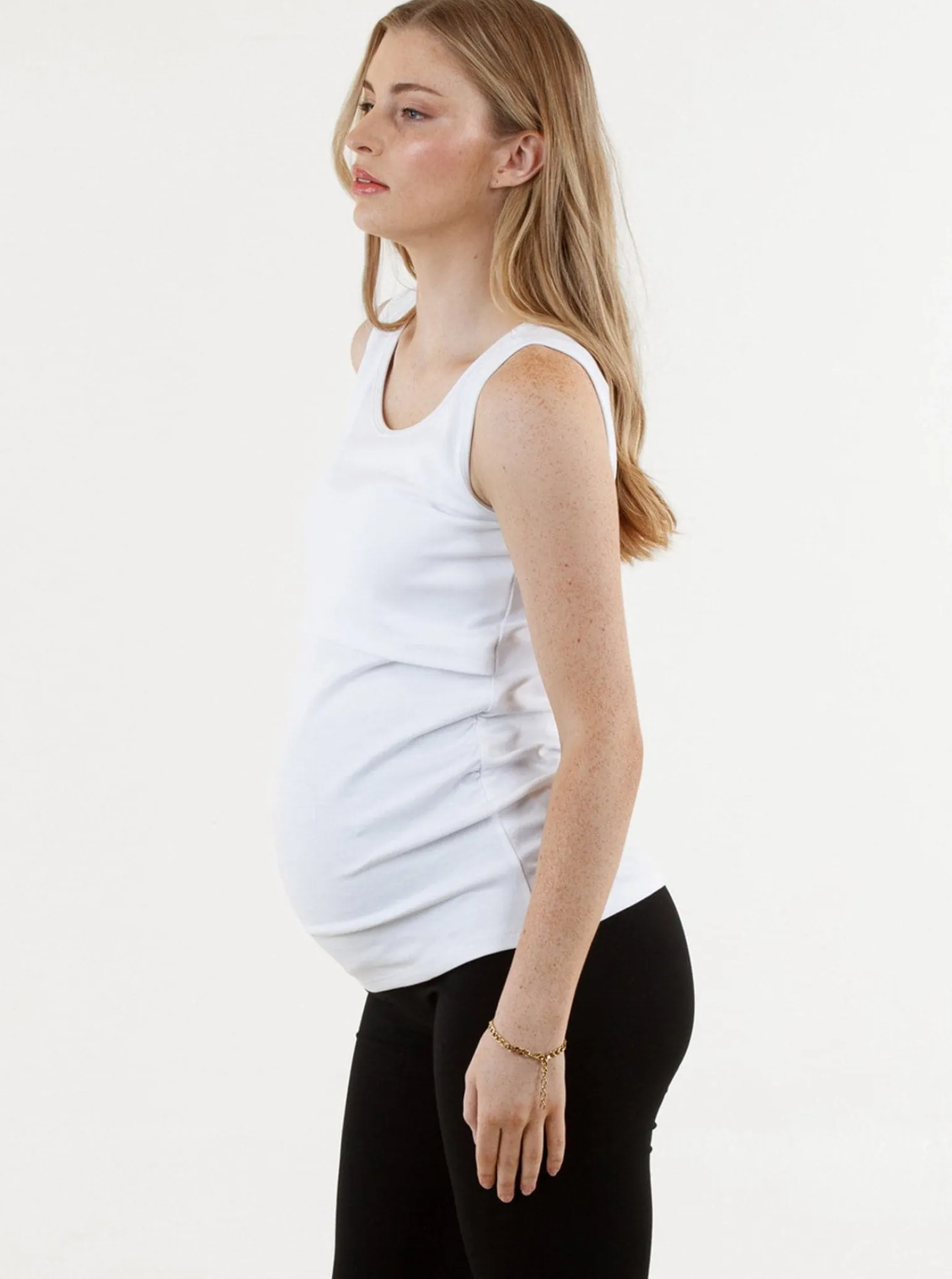Maternity & Nursing Cotton Tank - White