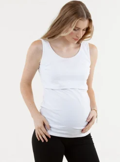 Maternity & Nursing Cotton Tank - White