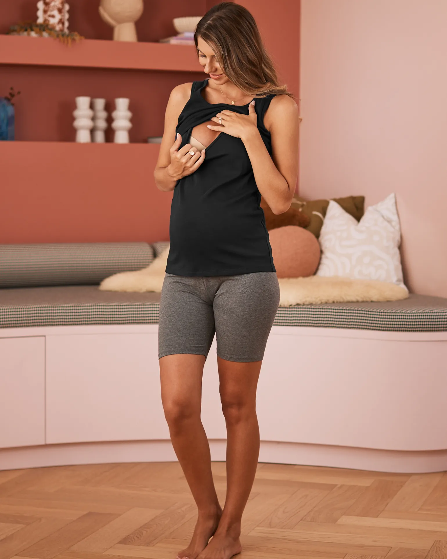 Maternity & Nursing Cotton Tank - Black