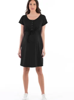 Maternity & Nursing Drawstring Dress in Blue, Black or Khaki