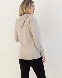 Maternity & Nursing Hoodie Breastfeeding Jumper - Sea Mist