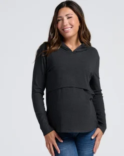 Maternity & Nursing Hoodie Breastfeeding Jumper - Charcoal