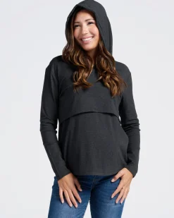 Maternity & Nursing Hoodie Breastfeeding Jumper - Charcoal