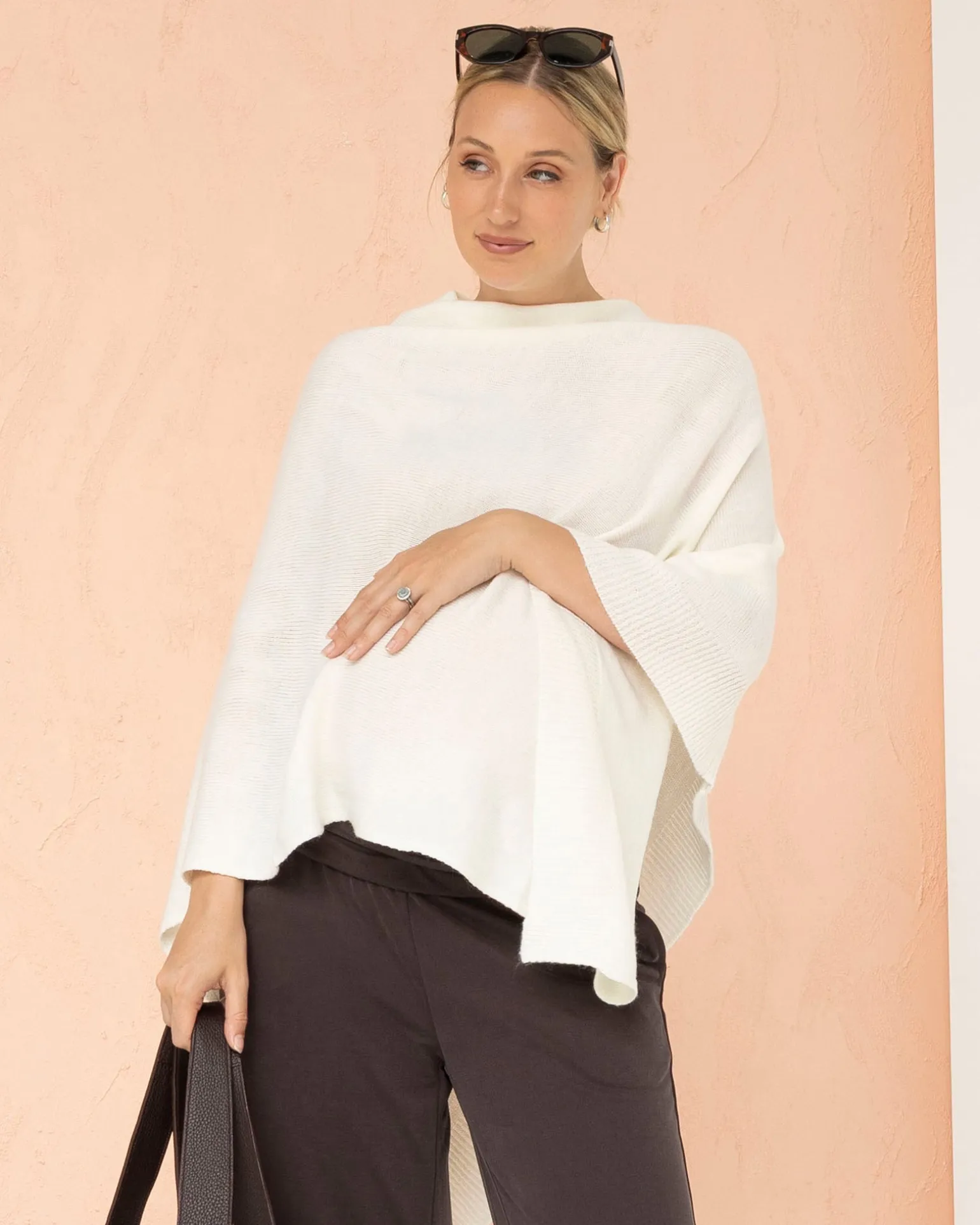 Maternity Nursing Poncho In Winter White