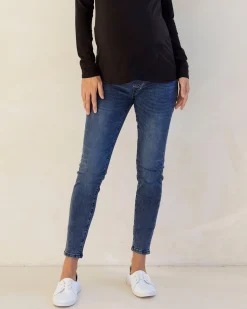 Maternity Over the Bump Fitted Denim Blue Jeans