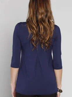 Maternity Petal Front Long Sleeve Nursing Top - Navy