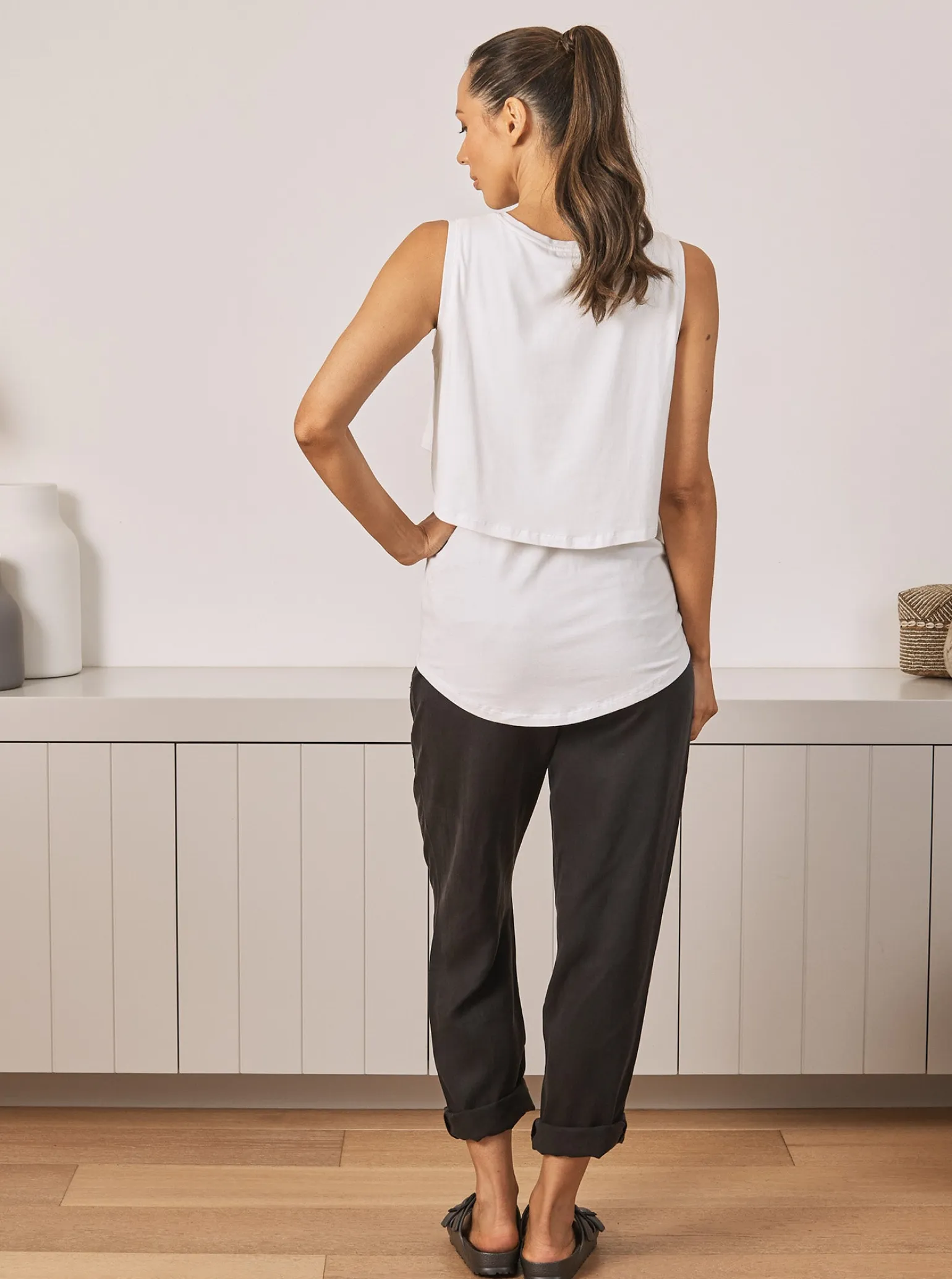 Maternity Relaxed Leg Tencel Pants- Black