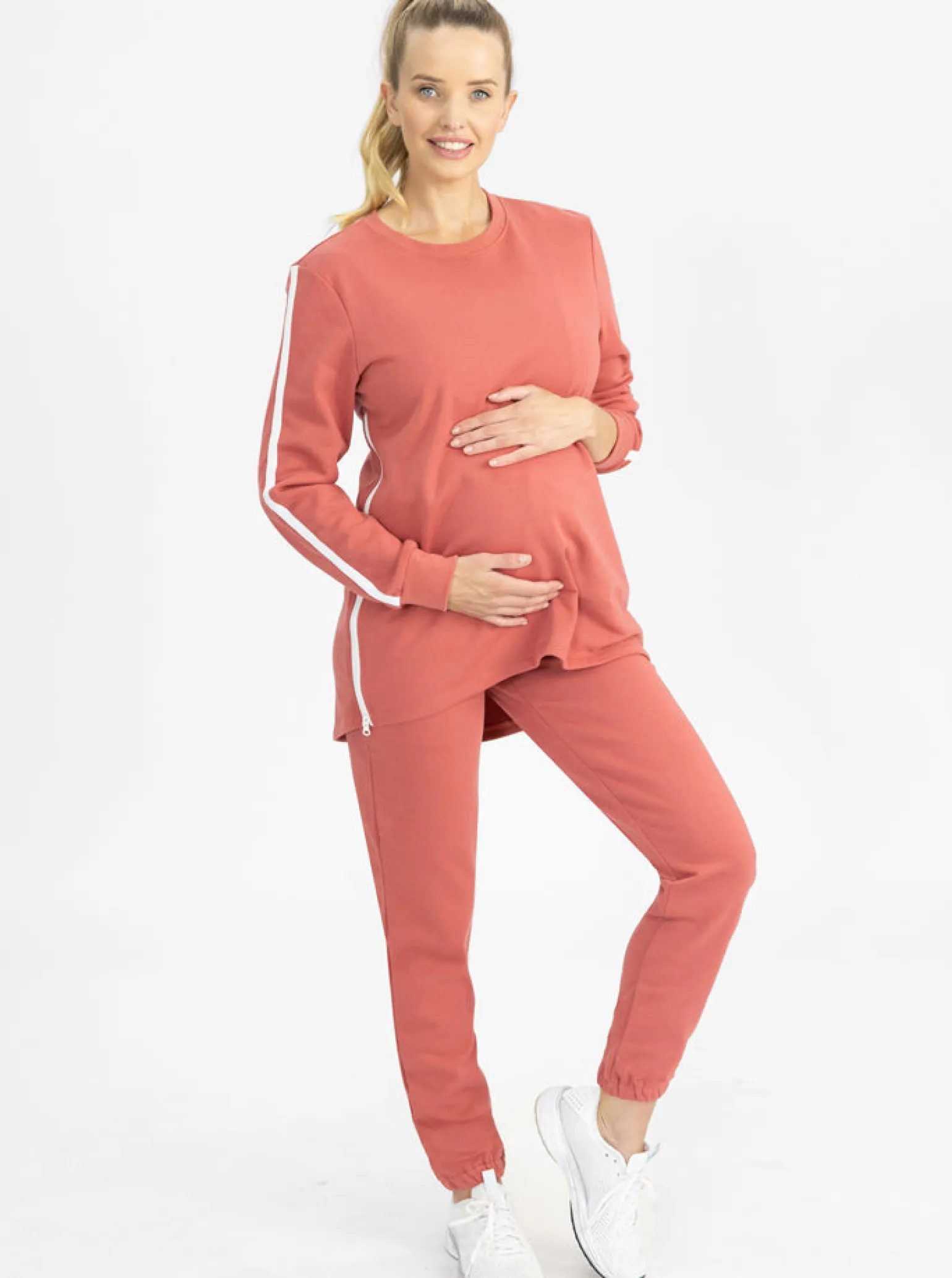 Maternity Sweat Top in Coral