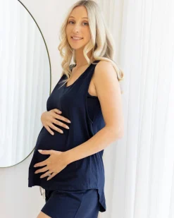Maternity Swing Tank with Nursing Opening in Navy