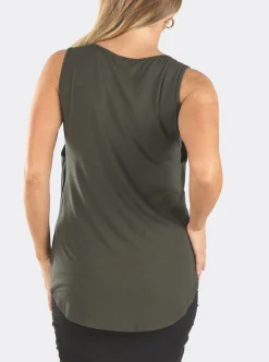 Maternity Swing Tank with Nursing Opening in Khaki