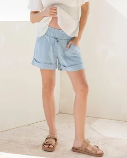 Maternity Tencel Summer Shorts in Blue