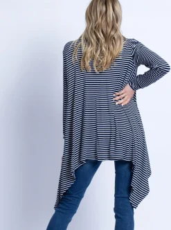 Maternity Waterfall Nursing Cover Cardigan - Navy Stripes
