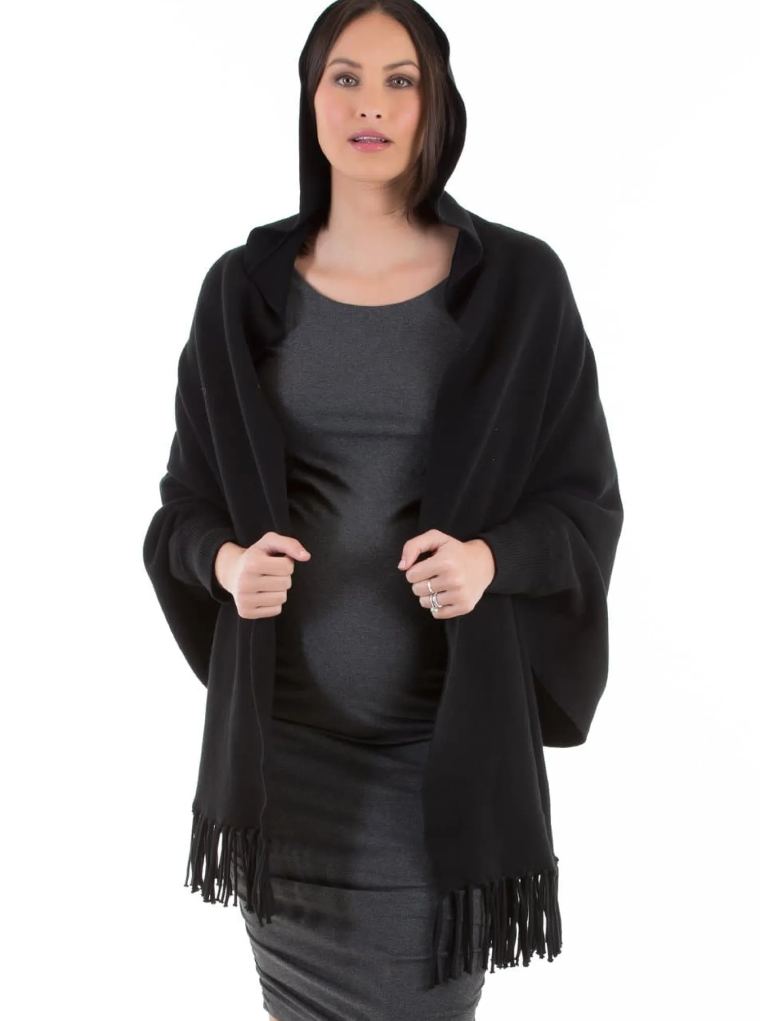 Maternity Wool Blend Winter Cape - Black