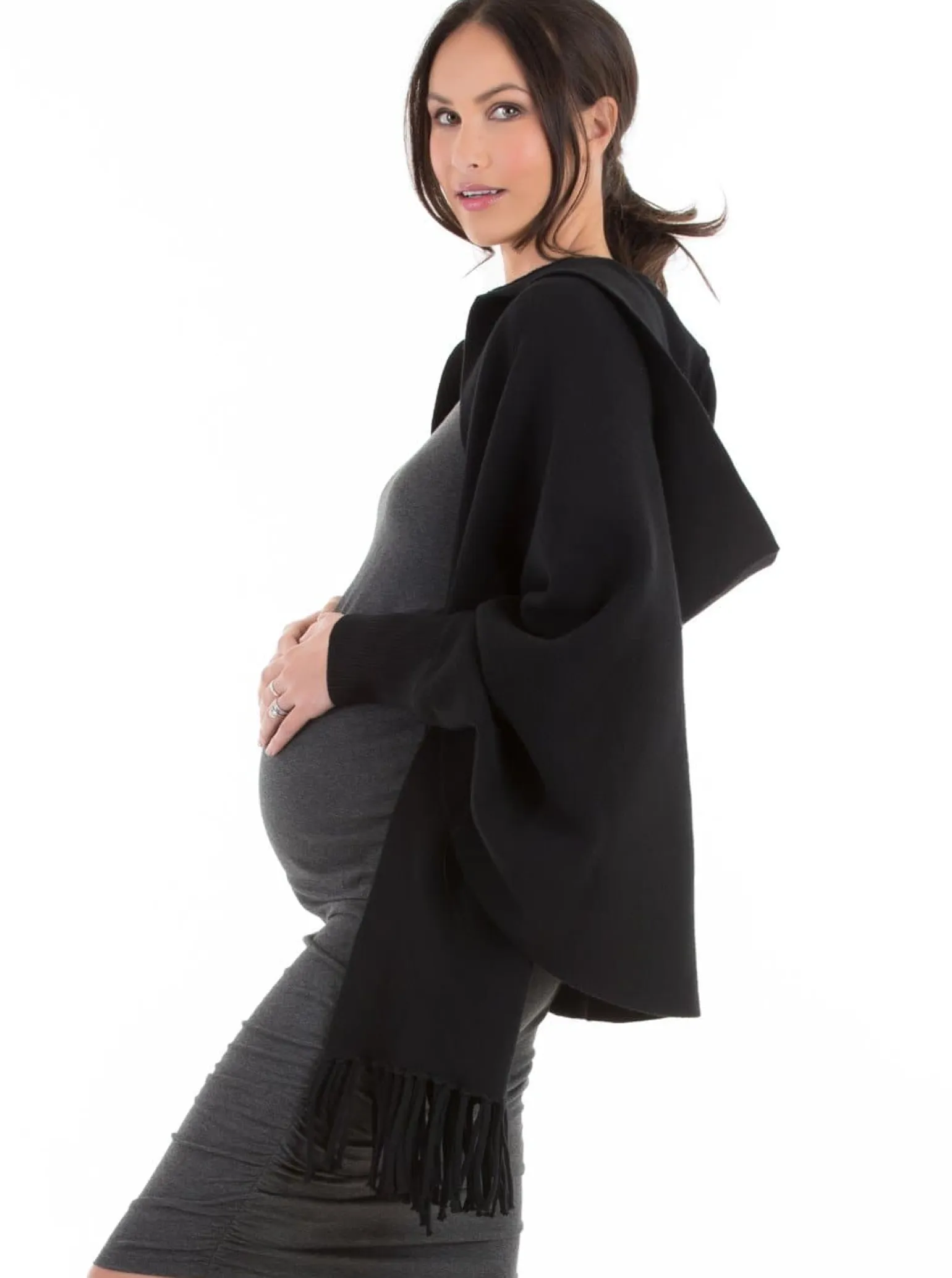 Maternity Wool Blend Winter Cape - Black