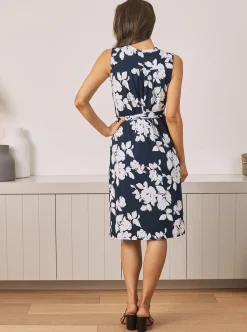 Maternity Wrap Dress in Navy & White Flowers