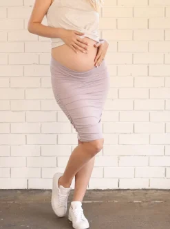 Mauve Fitted Maternity Skirt