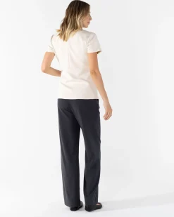 Mid Waist Maternity Relax Woven Pants - Charcoal