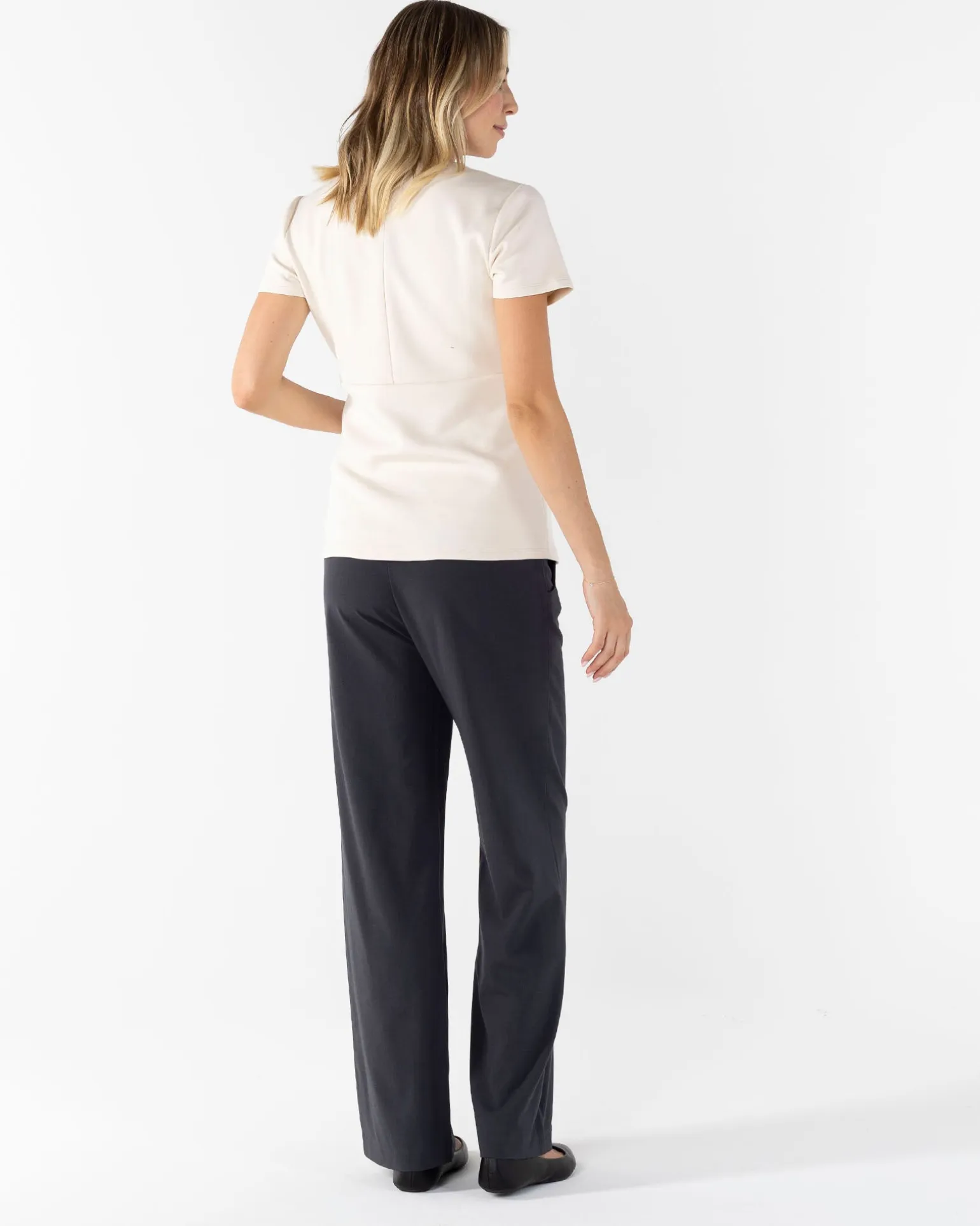 Mid Waist Maternity Relax Woven Pants - Charcoal