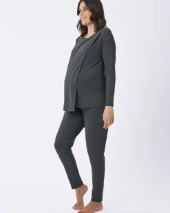 Monique Long Sleeve Nursing Charcoal Petal Top
