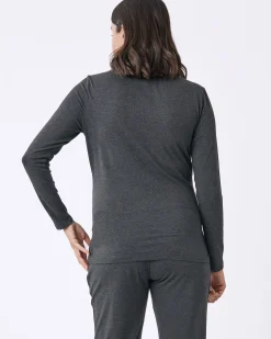 Monique Long Sleeve Nursing Charcoal Petal Top