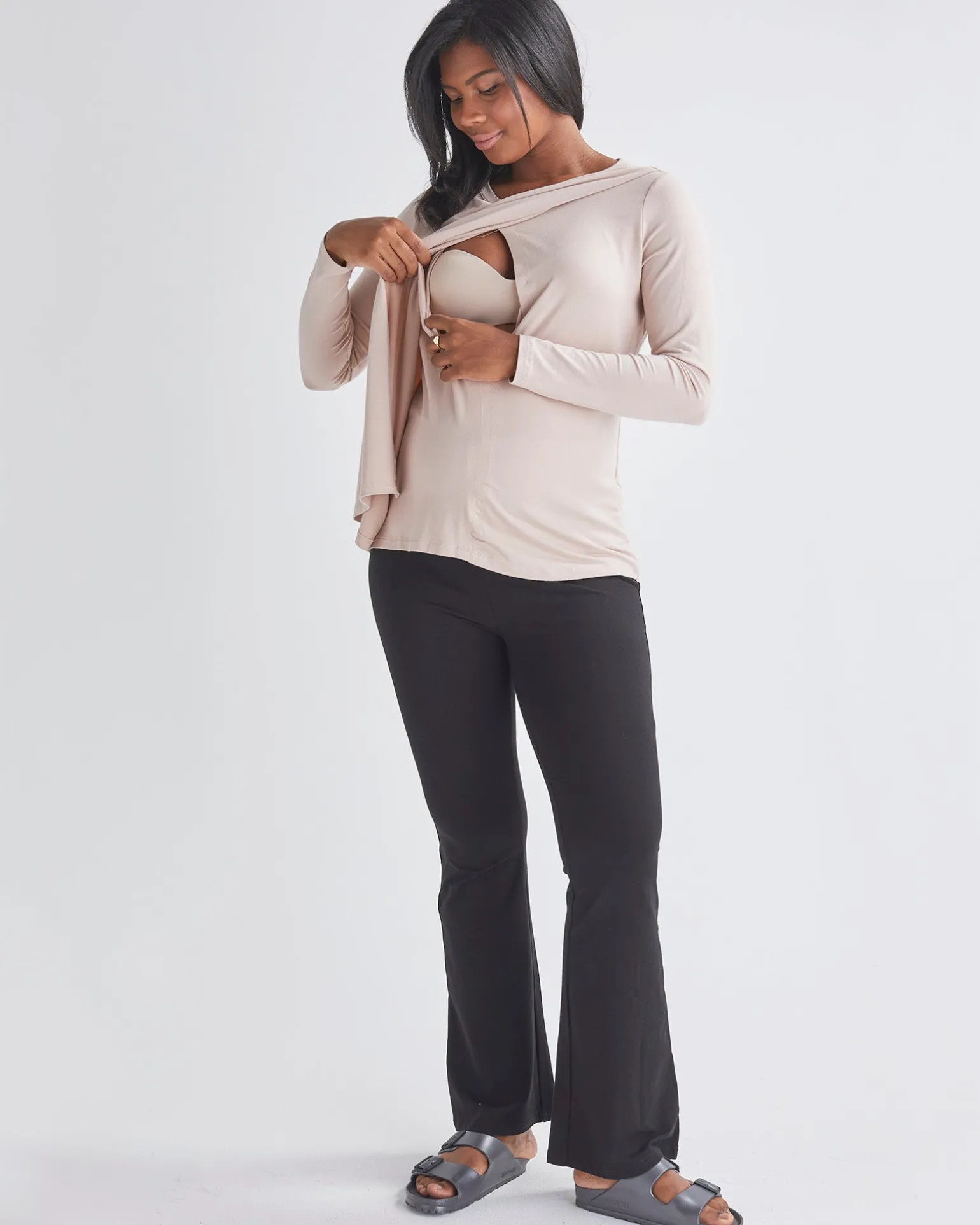 Monique Long Sleeve Nursing Nude Pink Petal Top
