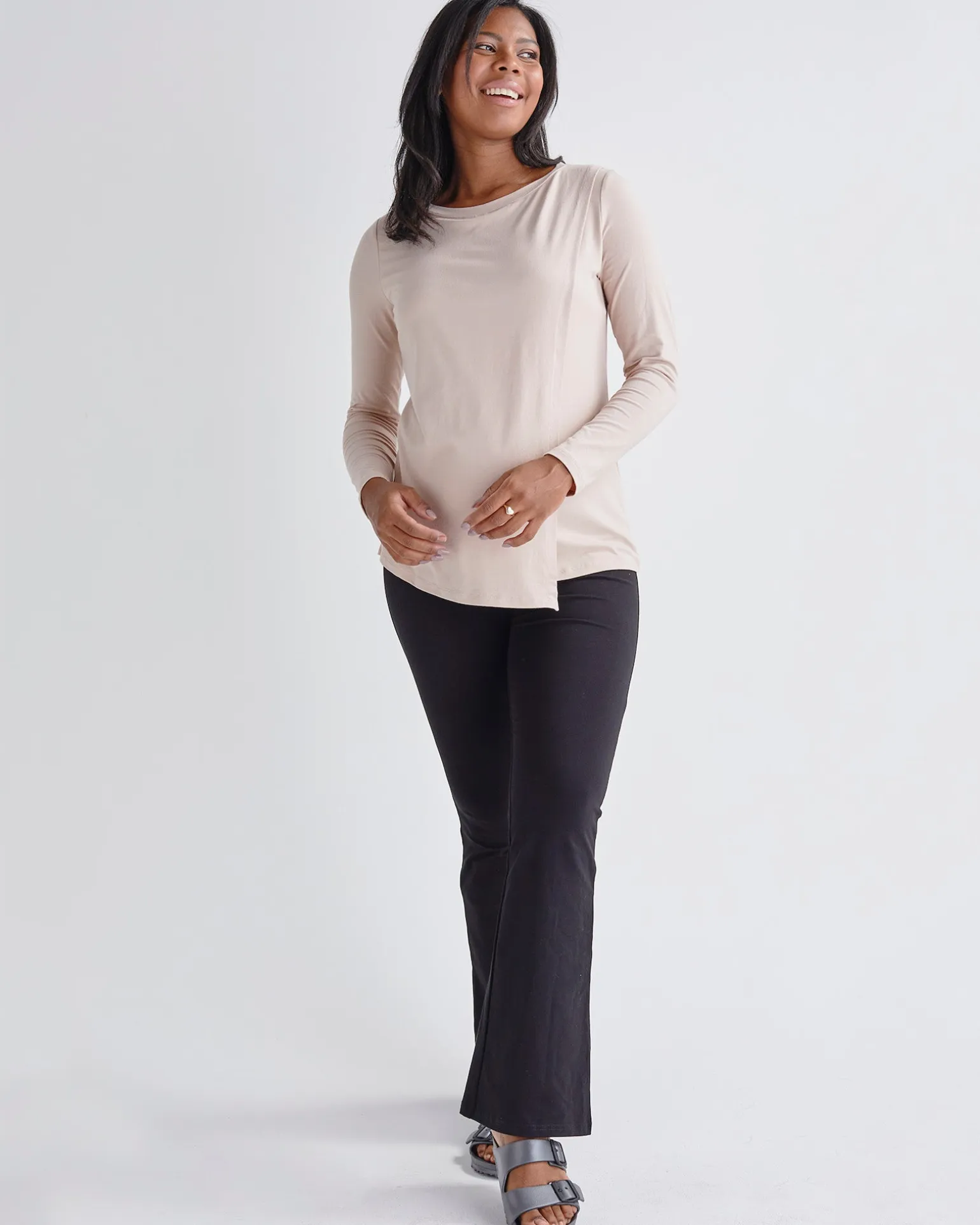 Monique Long Sleeve Nursing Nude Pink Petal Top